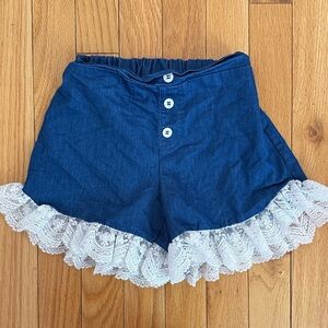 Mia Belle Denim Blue Lace-Trim shorts